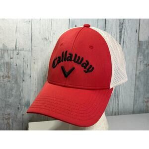 Callaway Golf Hat Red White Fitted Performance Cap Size L/XL